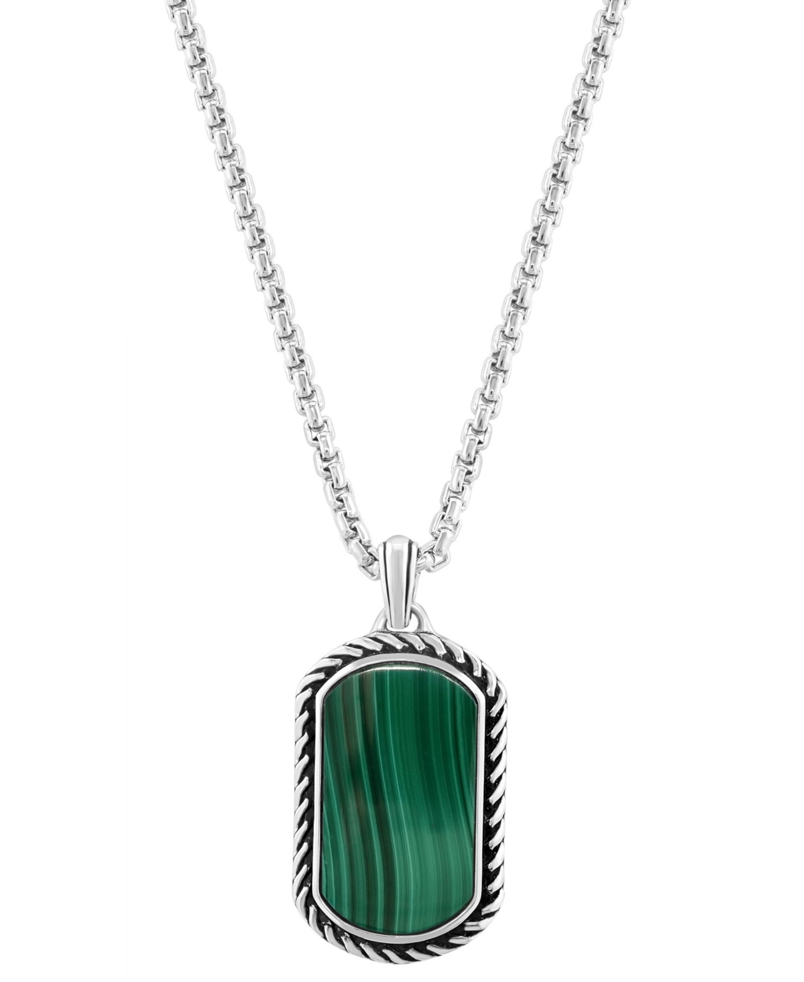 Подвеска EFFY® Men's Malachite Dog Tag 22" из стерлингового серебра