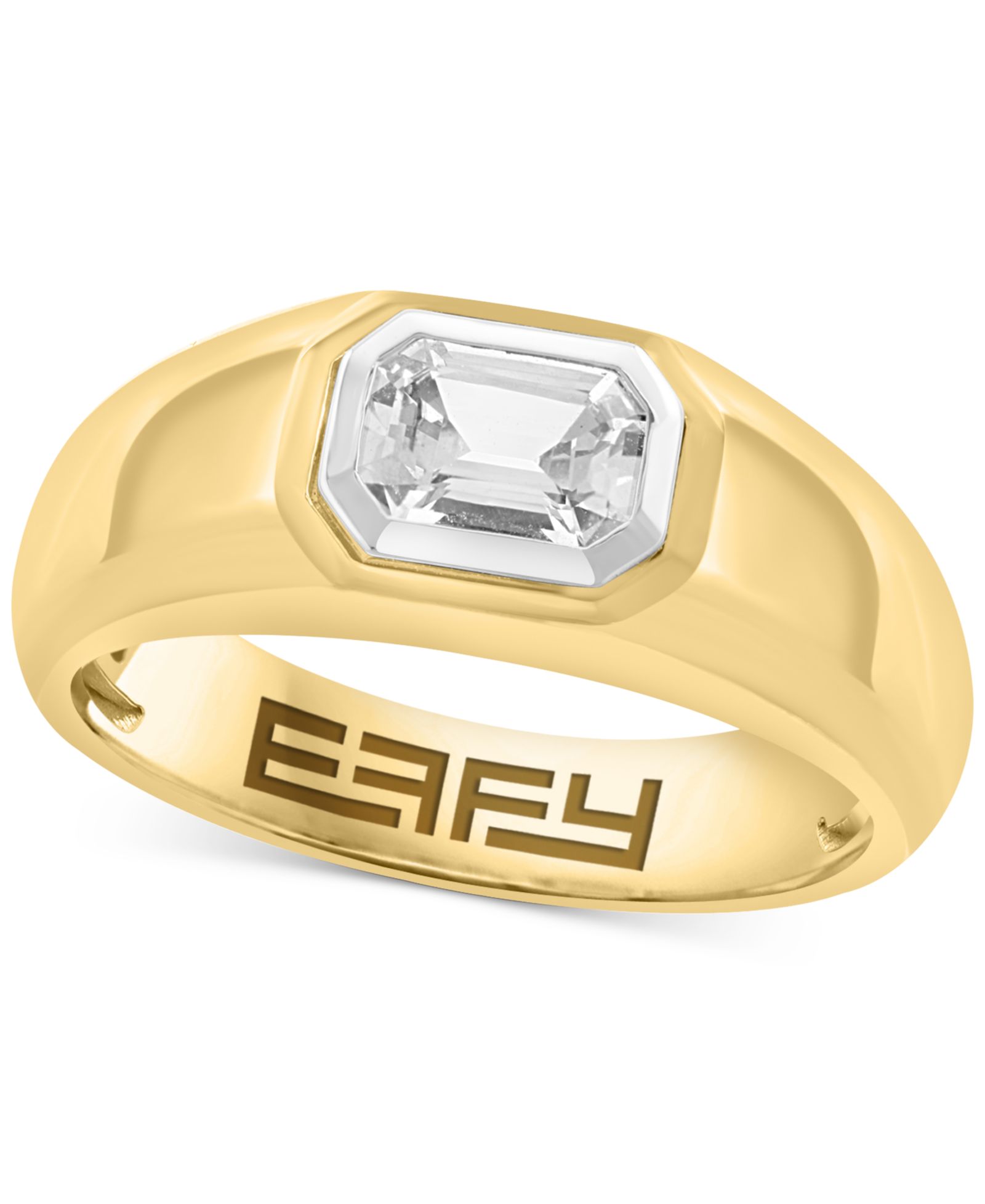 EFFY® Мужское кольцо с белым сапфиром в позолоченном стерлинговом серебре