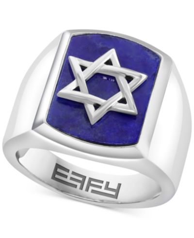 Мужское кольцо EFFY Collection из стерлингового серебра с лапис-лазури и звездой Давида