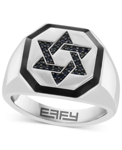 EFFY® Мужские кольца со черным шпинелем и черной эмалью в стерлинговом серебре