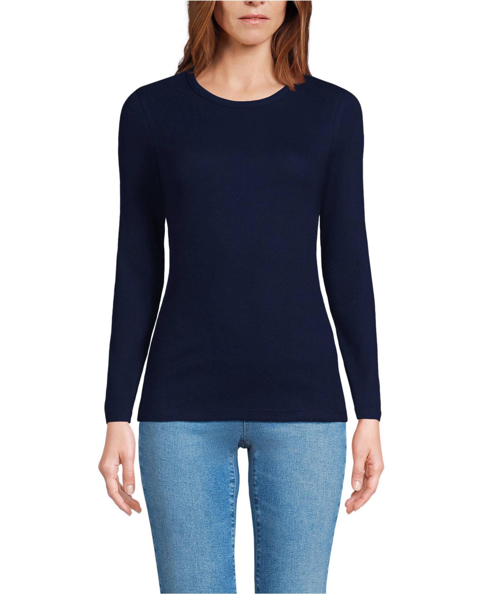 Женская футболка Lands' End Long Sleeve Micro Rib