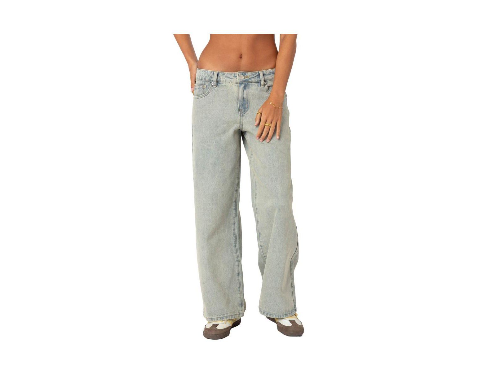 Edikted Women's Magda Low Rise Acid Wash Jeans