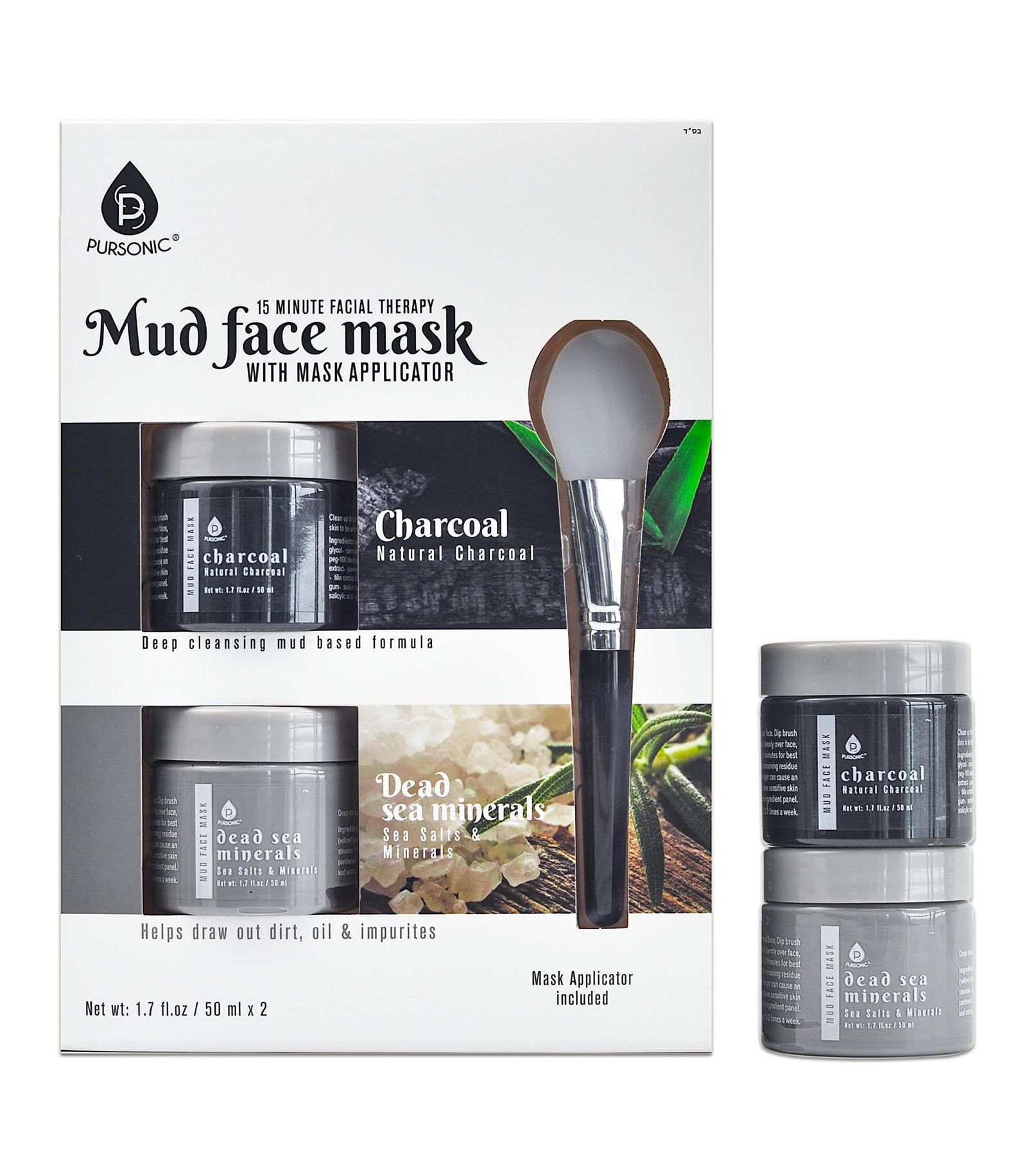 2 Pack Facial Therapy Mud Face Mask with Mask Applicator