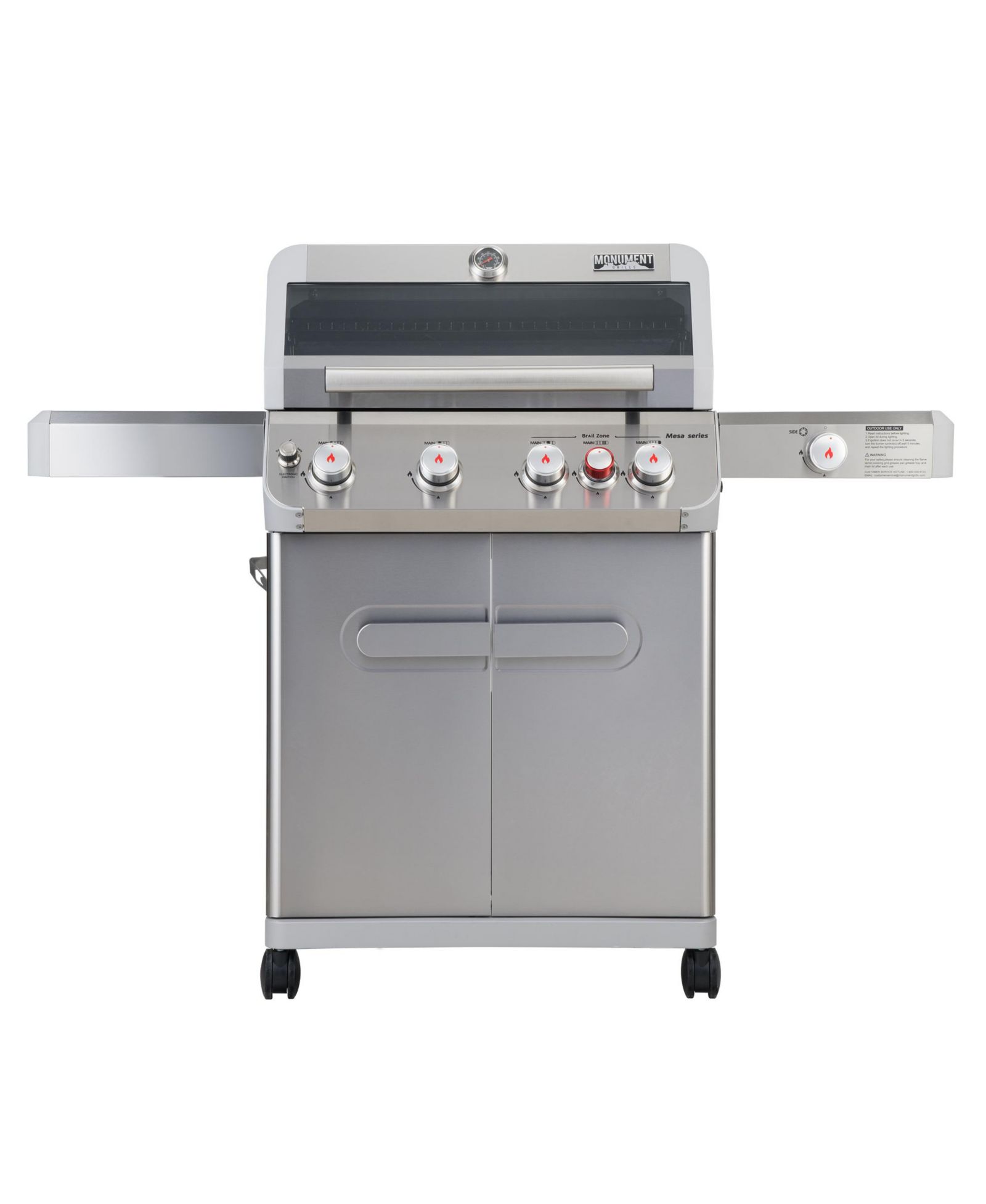 Monument Grills 4 Burner with Broil Zone Stainless Steel Mesa Series Grill