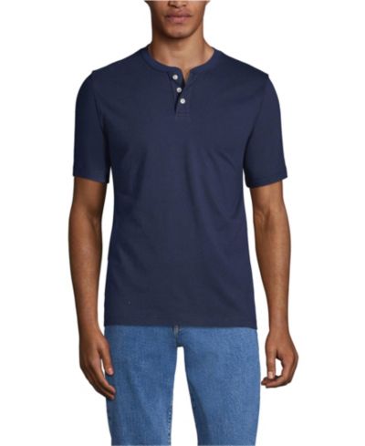 Lands' End Мужская футболка Henley с коротким рукавом Super-T
