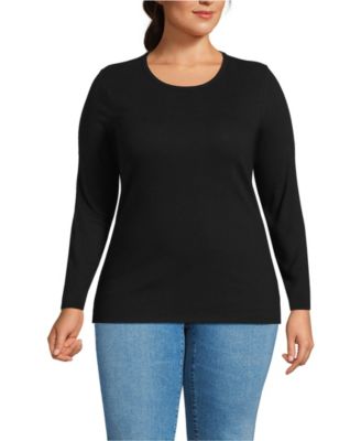 Мужская футболка Lands' End Plus Size Long Sleeve Micro Rib