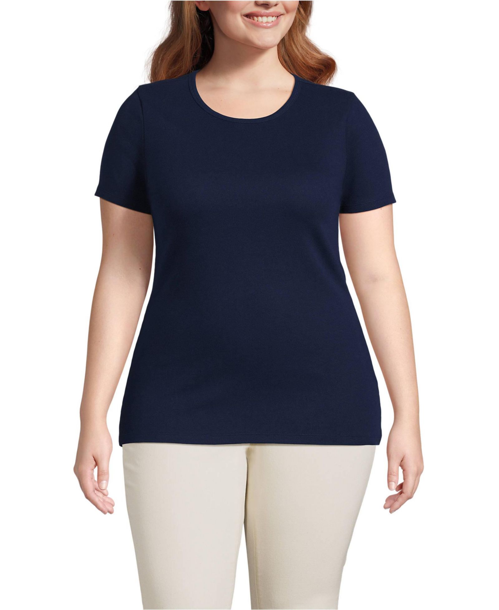 Lands' End Plus Size Cotton Rib T-shirt