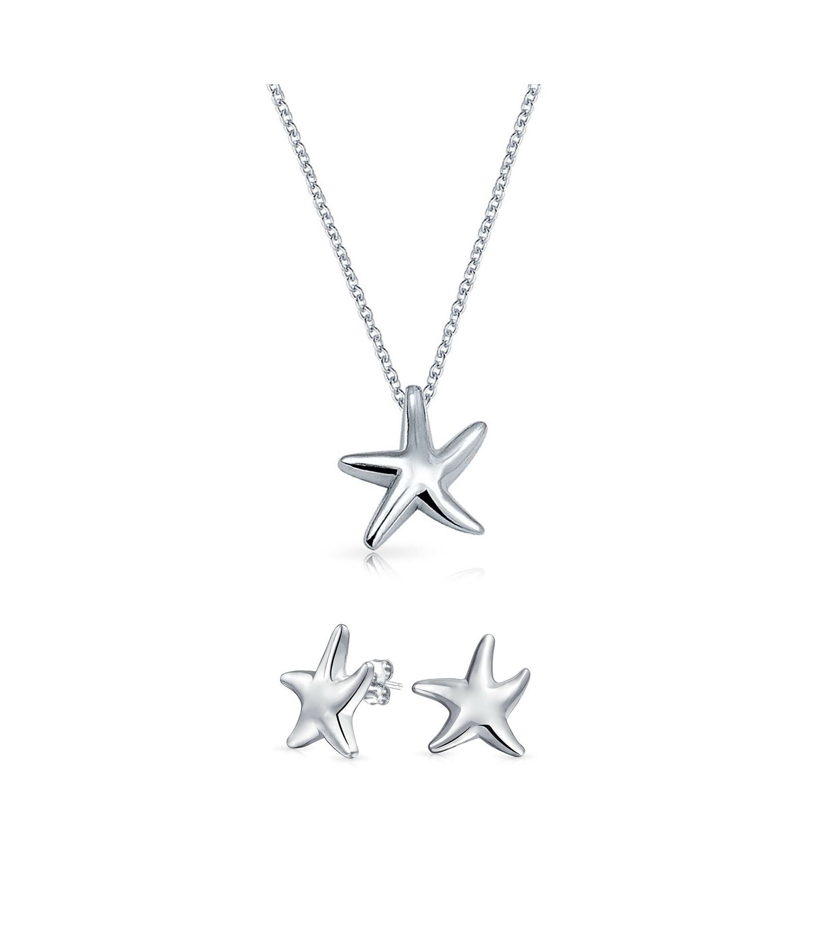 Bling Jewelry Набор украшений Hawaii Ocean Sea Life Tropical Beach Vacation Nautical Starfish Pendant Necklace Stud Earrings Sterling Silver