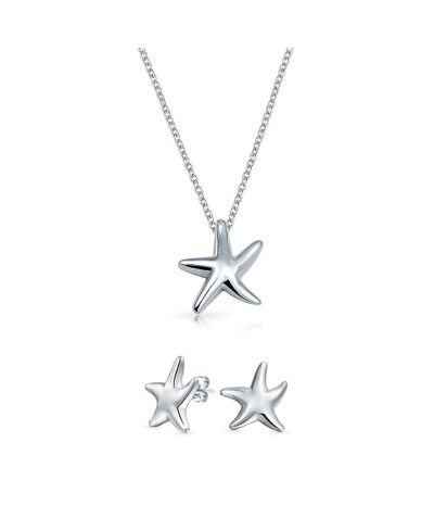 Bling Jewelry Набор украшений Hawaii Ocean Sea Life Tropical Beach Vacation Nautical Starfish Pendant Necklace Stud Earrings Sterling Silver