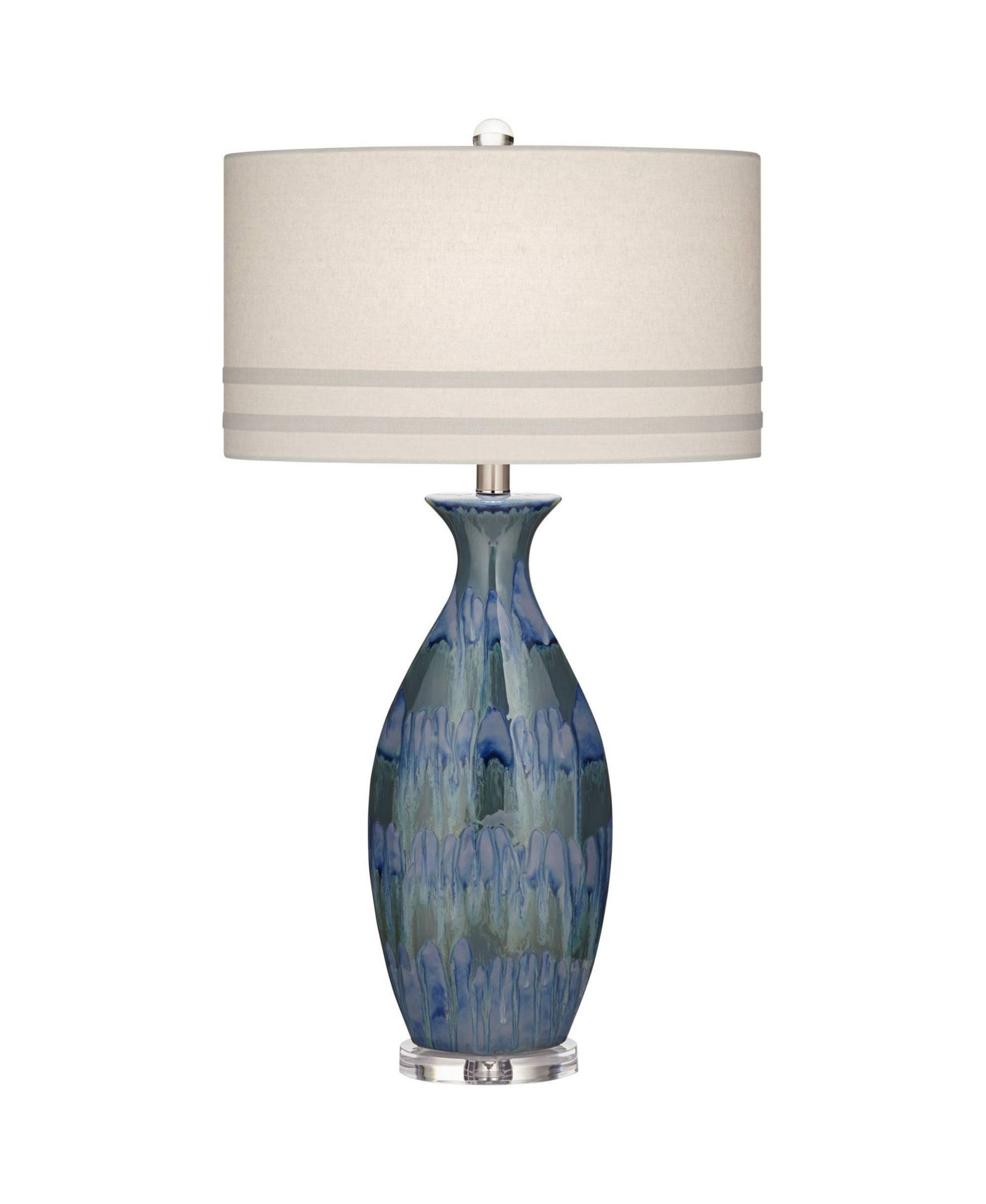 Possini Euro Design Annette Coastal Ceramic Vase Table Lamp with Table Top Dimmer