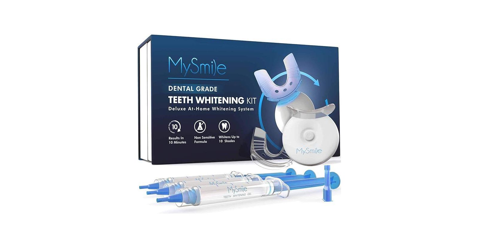 MySmile Teeth Whitening Kit with 5 LED Light, 10 Min Fast Teeth Whitener, 18% CP Teeth Whitening Gel