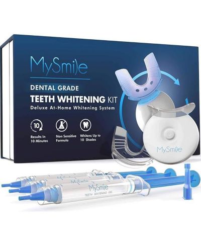 MySmile Teeth Whitening Kit with 5 LED Light, 10 Min Fast Teeth Whitener, 18% CP Teeth Whitening Gel