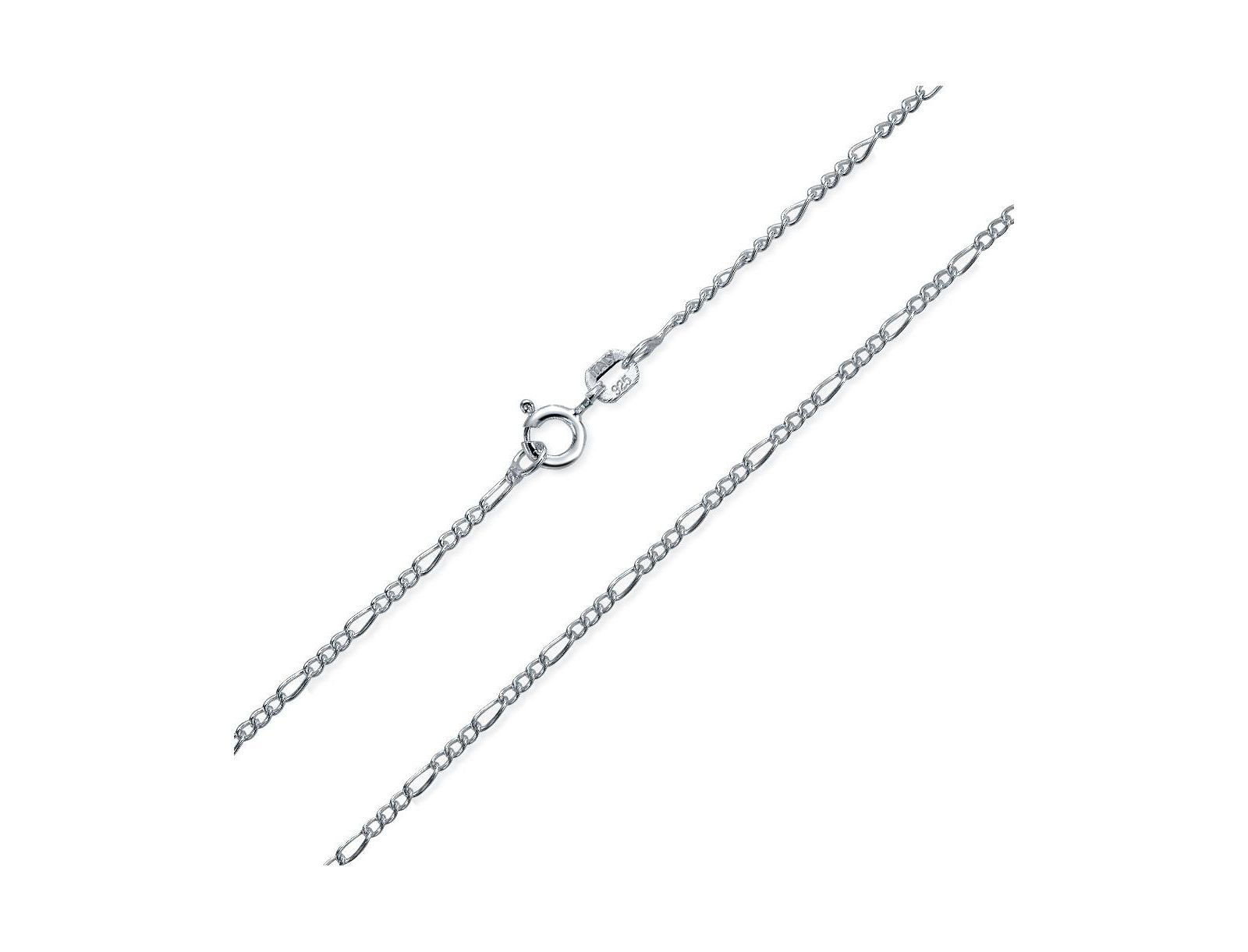 Тонкая легкая цепочка Figaro из стерлингового серебра Bling Jewelry 1.2MM 20 Inch