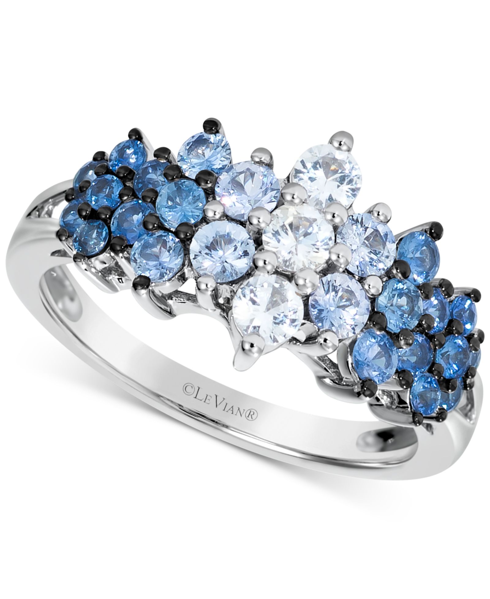 Le Vian® Blue Ombré Sapphire (1 ct. t.w.) & White Sapphire (1/3 ct. t.w.) Кольцо с кластером в 14k White Gold
