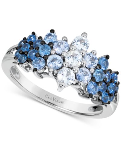 Le Vian® Blue Ombré Sapphire (1 ct. t.w.) & White Sapphire (1/3 ct. t.w.) Кольцо с кластером в 14k White Gold