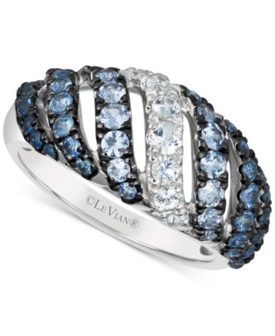 Диагональное кольцо Le Vian® с синим омбре сапфиром и белым сапфиром в 14k white gold