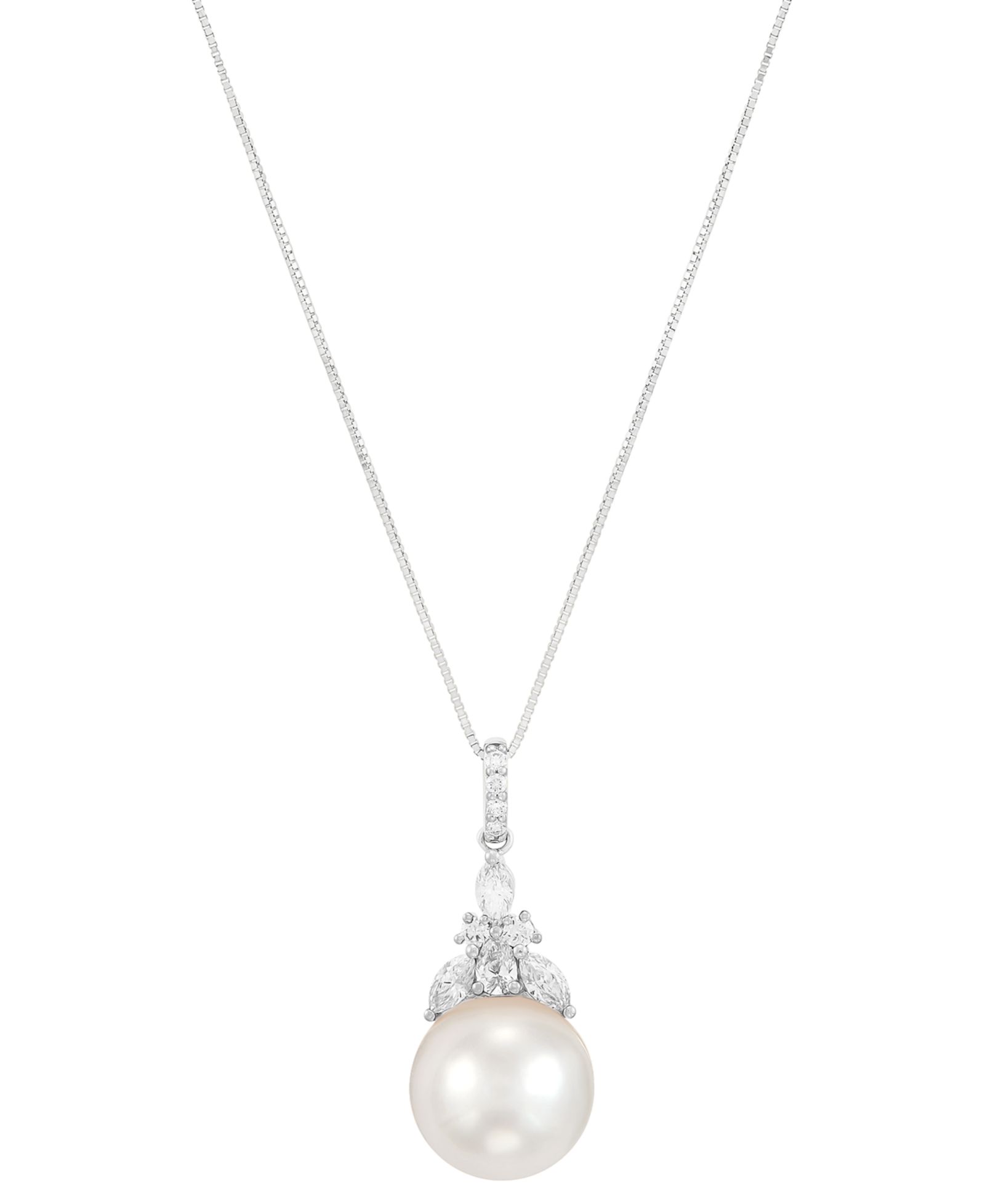 Подвеска Grown With Love Cultured Freshwater Pearl (12mm) & Lab Grown Diamond (1/2 ct. t.w.) 18" в 14k White Gold