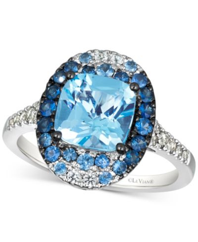 Le Vian® кольцо с многоцветными драгоценными камнями (3 ct. t.w.) и Nude Diamond (1/6 ct. t.w.) Halo в 14k White Gold