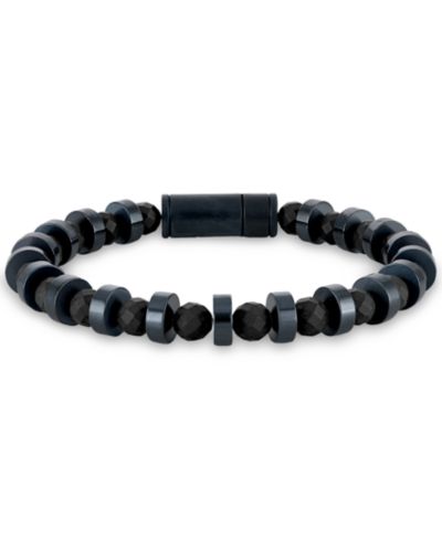 Браслет Bulova Black Onyx & Blue-Tone из нержавеющей стали