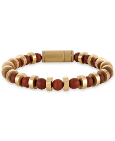 Браслет Bulova Red Jasper & Gold-Tone Stainless Steel