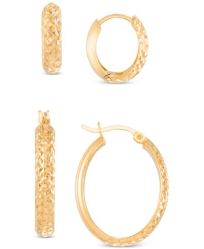 Набор из 2 шт. Серьги-кольца из стерлингового серебра с напылением 14k Gold