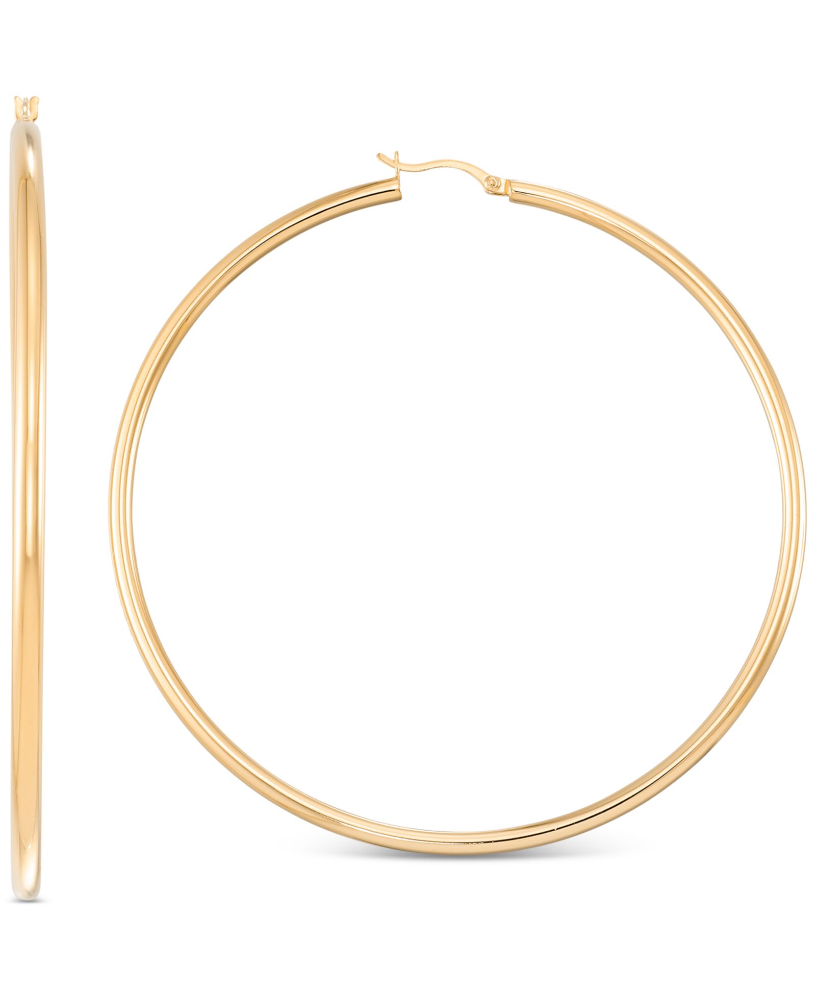 Серьги-кольца Polished Tube Extra-Large из стерлингового серебра с напылением 14k Gold, 80mm