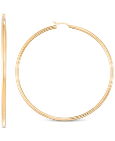Серьги-кольца Polished Tube Extra-Large из стерлингового серебра с напылением 14k Gold, 80mm