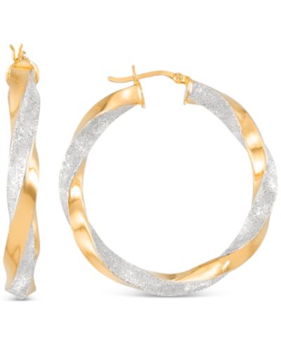 Twist серьги-кольца из Sterling Silver и 14k Gold-Plate - 1.57"