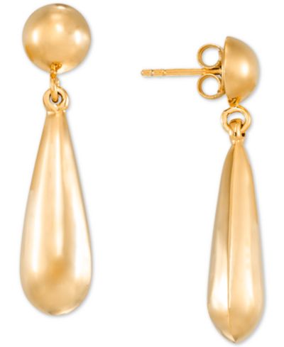 Серьги-подвески из полированного серебра с напылением 14k Gold-Plated