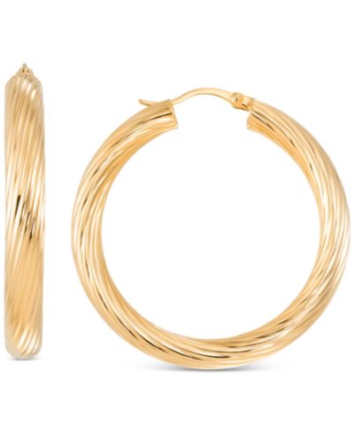 Серьги-кольца из стерлингового серебра с напылением 14k Gold, 1.57"