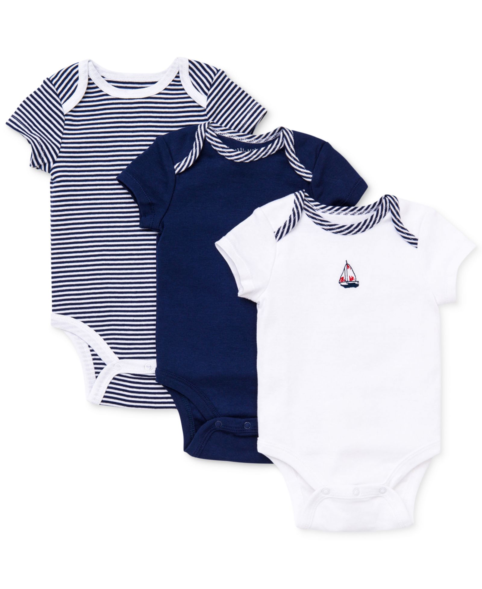 Детские боди Little Me Baby Boys Sailboat с коротким рукавом, набор 3 шт