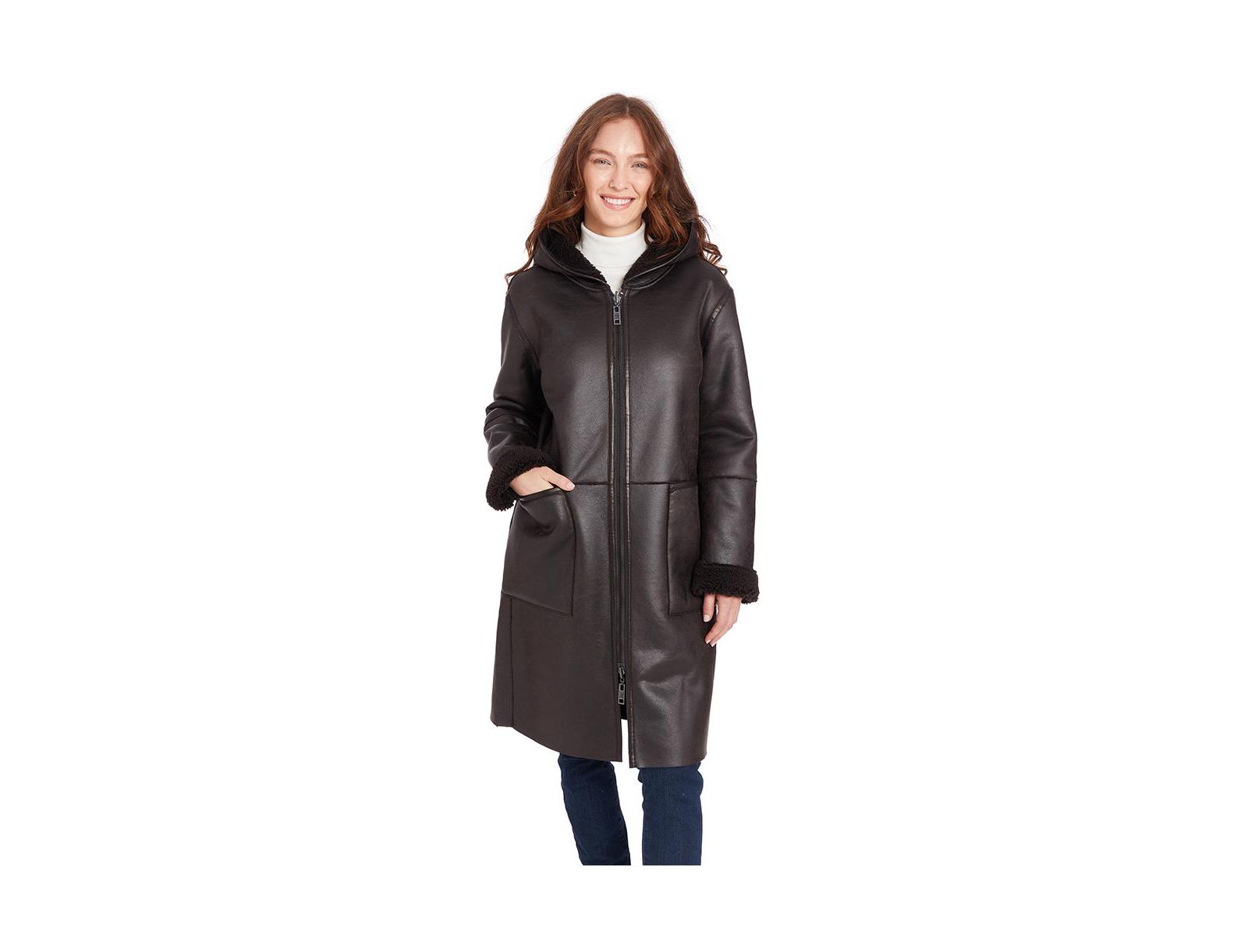 Frye Women's Mariah Reversible Faux Shearling Coat