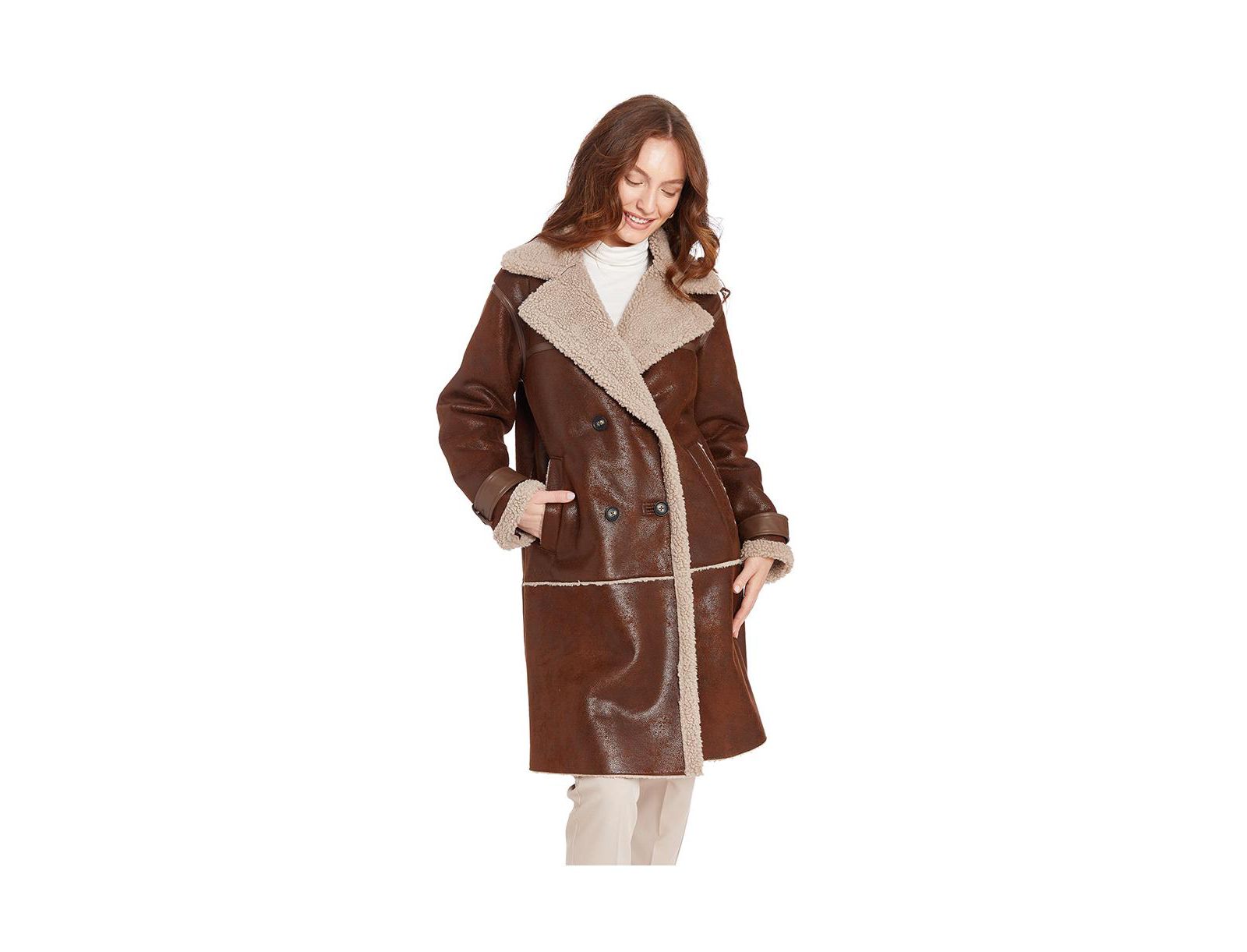 Frye Women's Kimmy Long Faux Shearling Coat