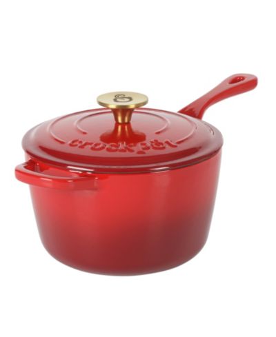 Crock-Pot Сотейник из эмалированной чугунной сковороды с крышкой, градиентный красный, 3 Qt