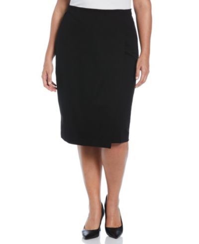 Rafaella Plus Size Ponte Asymmetrical Wrap Skirt
