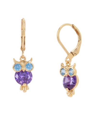 Серьги-подвески Betsey Johnson с цирконием в виде совы