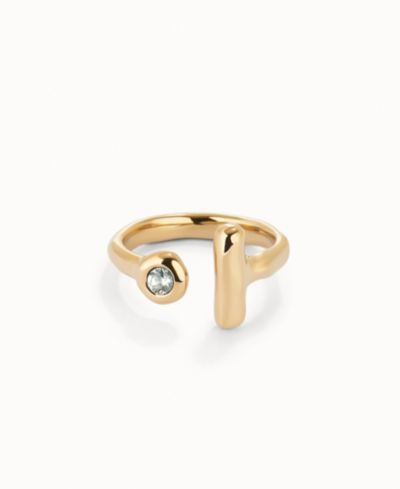Кольцо UNOde50 Metal Alloy Ring Plated in 18K Gold с белым топазом