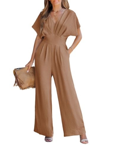 Cupshe Женский комбинезон V-Neck Short Sleeve Straight Leg