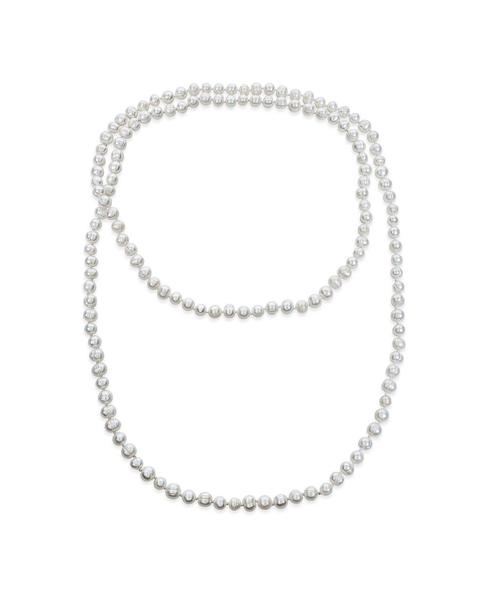 Ожерелье Bling Jewelry Flapper Hand Knotted White Freshwater Pearl Strand