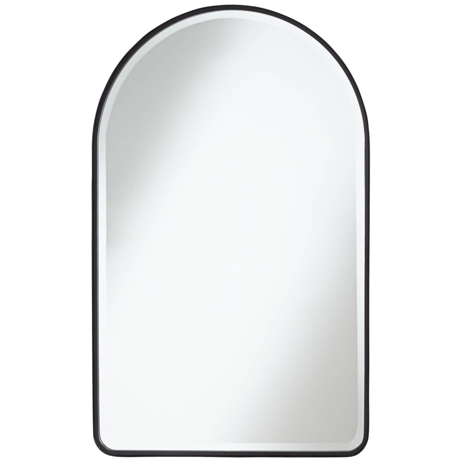 Uttermost Clara Arch Top Vanity Decorative Wall Mirror Modern Beveled Matte Black Metal Frame 24" Wide for Bathroom Bedroom Living Room Home Entryway