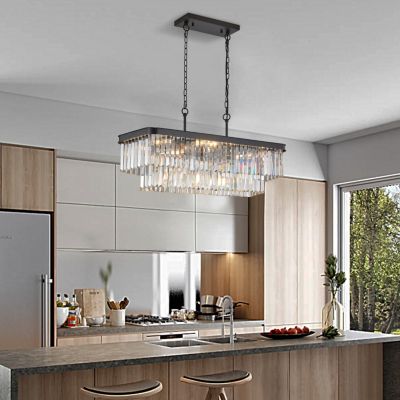 Streamdale Furniture Crystal Chandelier with Adjustable Modern Industrial Design