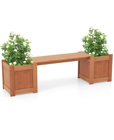 GIVIMO Wood Planter Box with Bench for Garden Yard Balcony