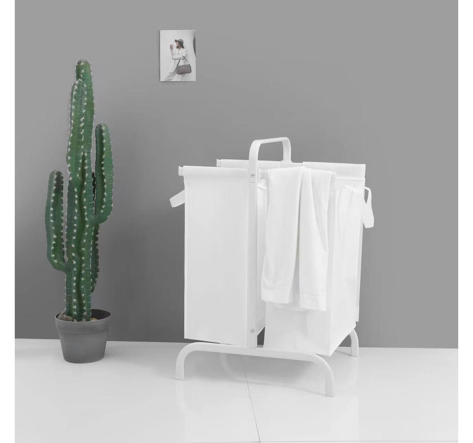 Streamdale Furniture 110L 2-Tier Laundry Hamper with Lid, Sorting Cards
