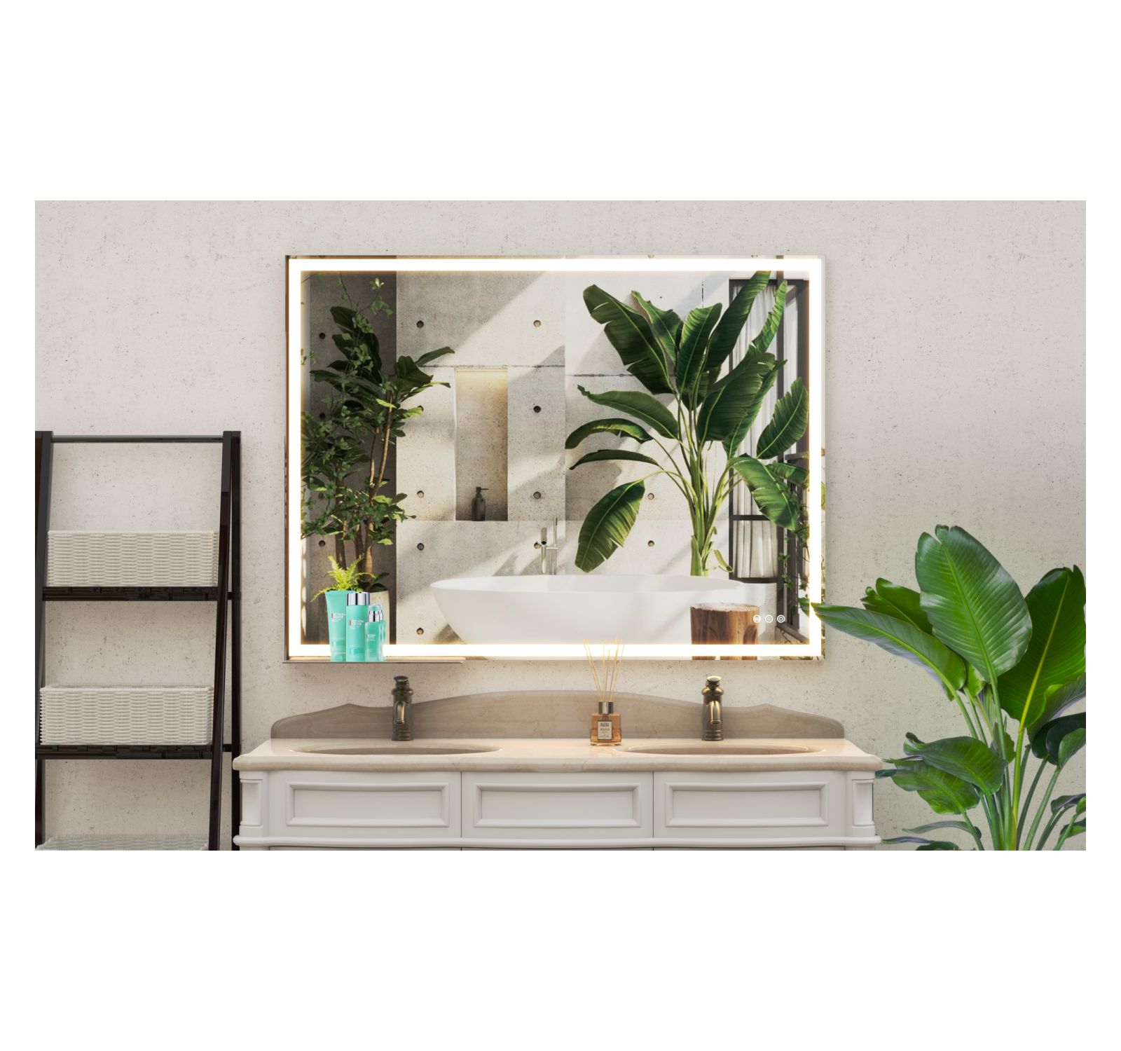 Зеркало для туалетного столика Streamdale Furniture 48" LED с антизапотеванием и регулируемым освещением