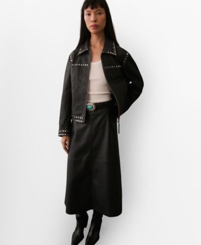 Mango Women's Studded Leather Jacket