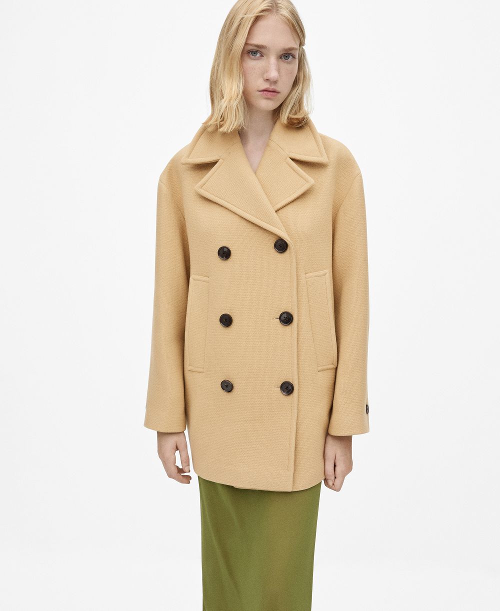 Mango Women's Double Breasted Virgin Wool Coat