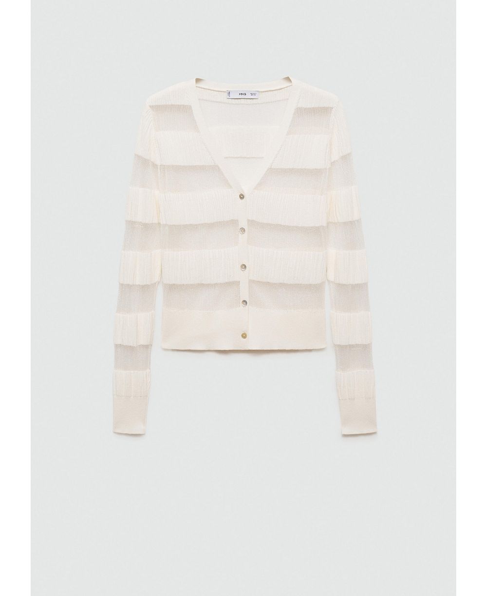 Mango Women's Sheer Textured Cardigan Sweater