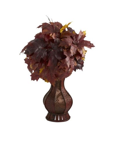 Slickblue 24" Autumn Maple Leaf Artificial Plant in Decorative Planter