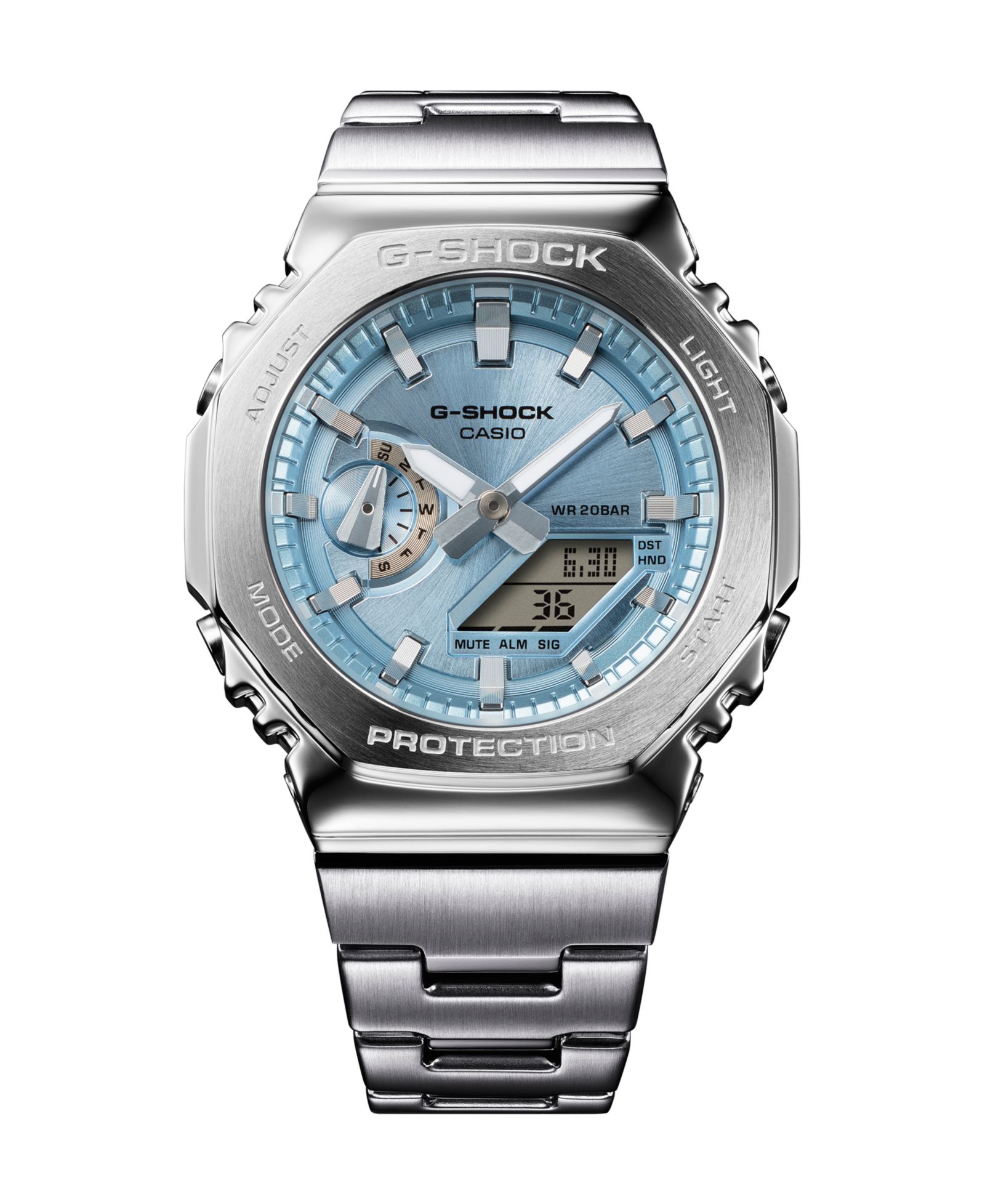 Мужские часы G-Shock Silver Tone Stainless Steel 49.3mm, GMS2110D-2A