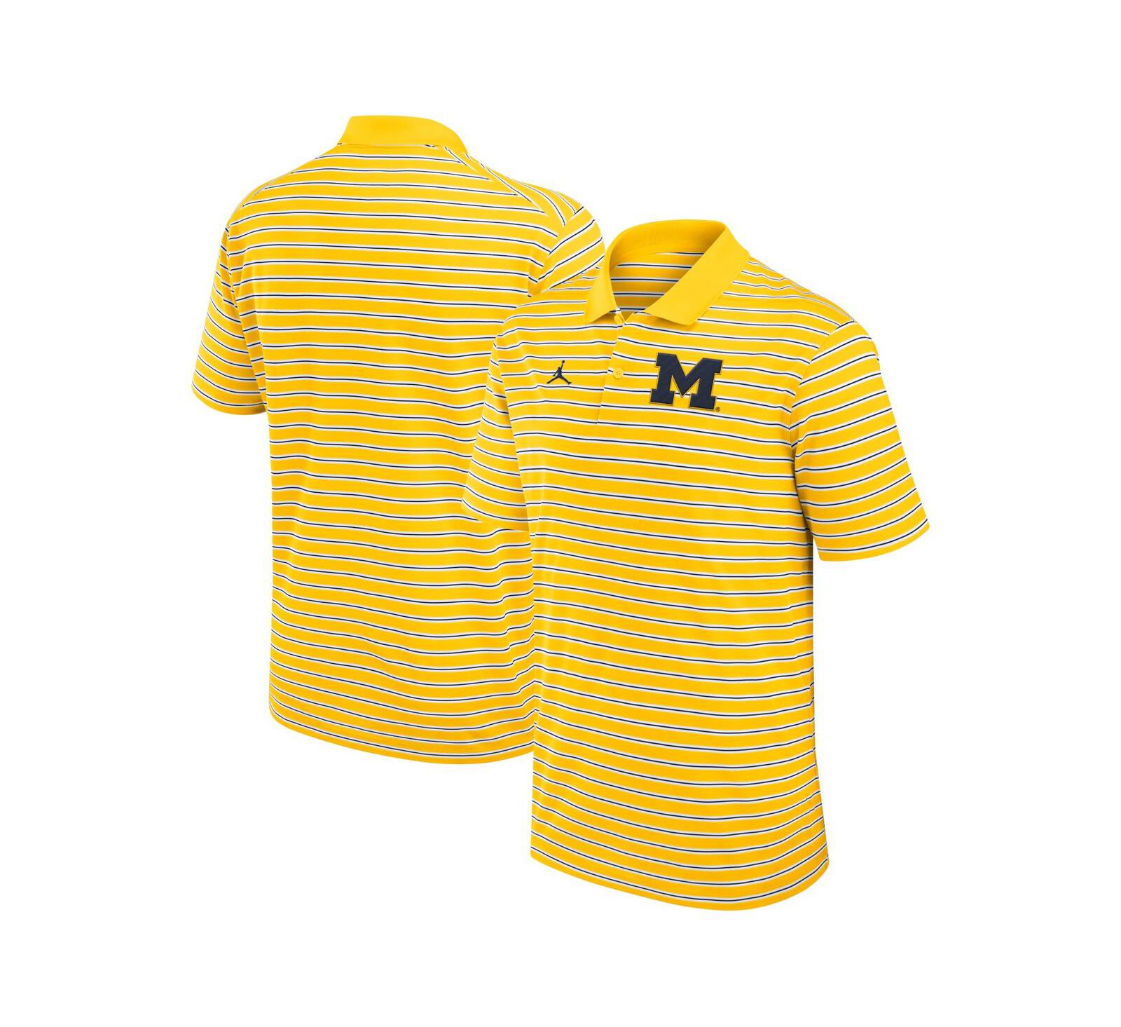 Jordan Men's Maize/White Michigan Wolverines Primetime Victory Striped Performance Polo